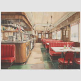 1950s Retro American Diner Watercolor Seidenpapier