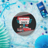 1950's Retro Diner Black, Teal, Red Birthday Party Pappteller (Party)