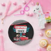 1950's Retro Diner Black, Teal, Red Birthday Party Pappteller (Party)
