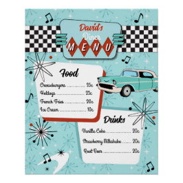 1950s Retro Diner Menu Poster