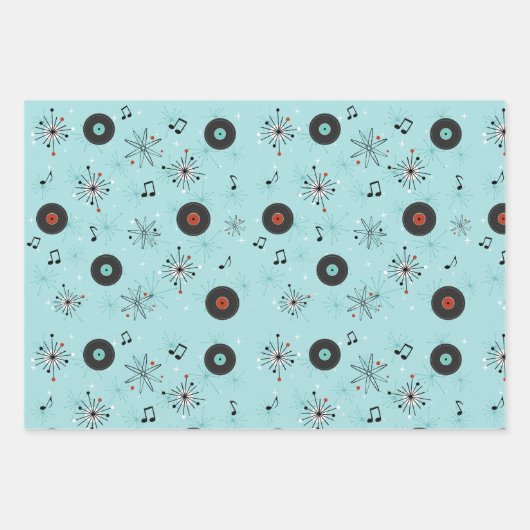 1950s Retro Music Records Geschenkpapier Set (Vorderseite 3)