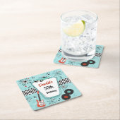 1950's Retro Party Rechteckiger Pappuntersetzer (Vor Ort)