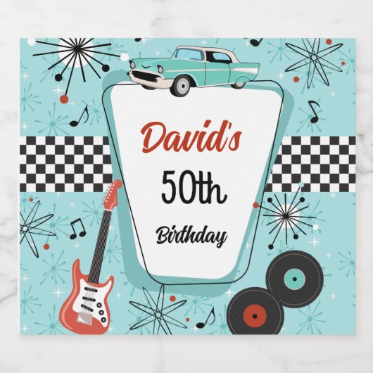 1950's Retro Party Schaumweinetikett (Einzelnes Label)