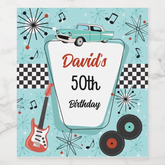 1950's Retro Party Weinetikett (Einzelnes Label)