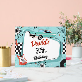 1950's Retro Red & Blue Birthday Party Acrylschild