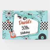 1950's Retro Red & Blue Birthday Party  Banner (Horizontal)