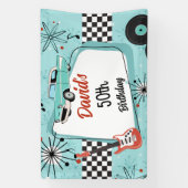 1950's Retro Red & Blue Birthday Party  Banner (Vertikal)