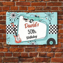 1950's Retro Red & Blue Birthday Party Banner