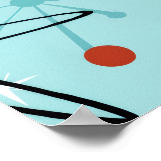 1950's Retro Red & Blue Birthday Party  Poster (Ecke)