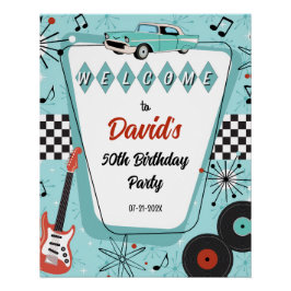 1950's Sock Hop Party Welcome Sign Poster