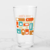 1950s Style Turquoise Orange Geometric Mid Century Glas (Rückseite)