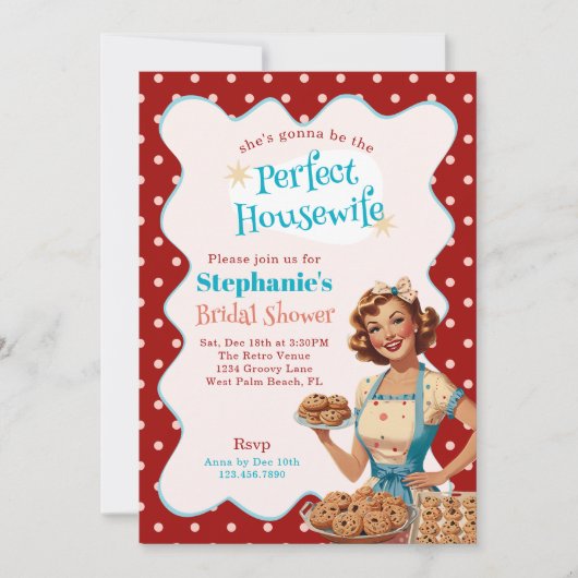 1950s The Perfect Housewife Retro Bridal Shower Einladung (Vorderseite)