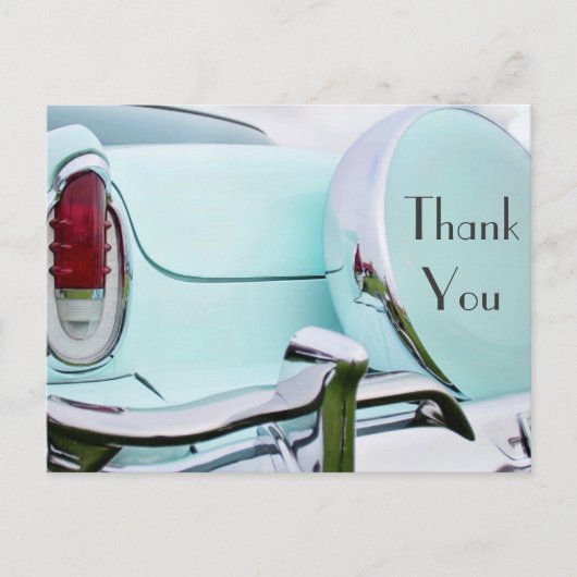 1950's Vintage Car Retro Thank You Postkarte (Vorderseite)