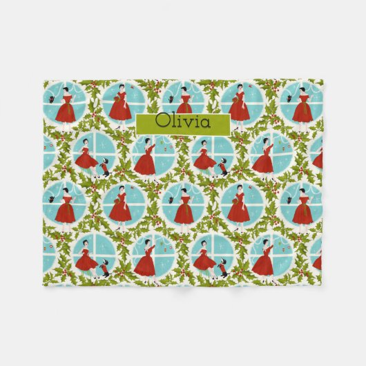 1950's Vintage Christmas Fleecedecke (Vorderseite (Horizontal))