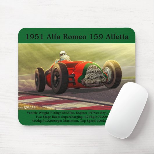 1951 Alfa Romeo 159 Alfetta Mouse Pad Mousepad (Mit Mouse)