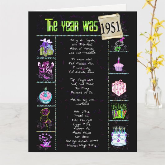 1951 Birthday Karte (Gelbe Blume)