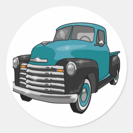 1951 Chevrolet Stepside Lieferwagen Truck Runder Aufkleber (Vorderseite)