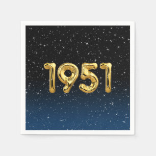 1951 Geburtstagsballons in Stars Napkins Serviette