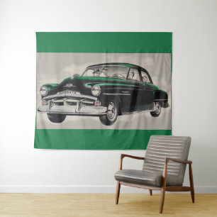 1951 grüner Plymouth Cranbrook Autodruck Wandteppich
