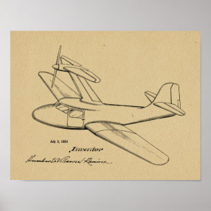 1951 Patentkunstzeichnung eines Oberpropellerflugz Poster