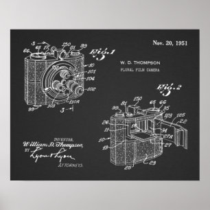 1951 Plural-Kamera-Patent-Kunstzeichnung Druck Poster