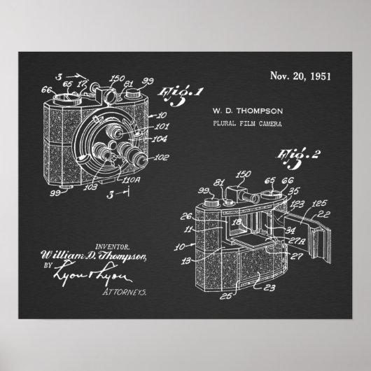 1951 Prospektkamera Patent Art Zeichnend Print Poster (Vorne)