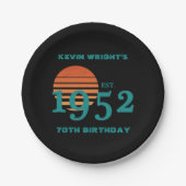 1952 70. Geburtstag Vintager Sonnenuntergang Pappteller (Vorderseite)