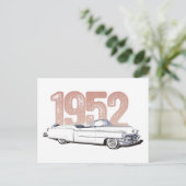 1952 Cadillac Coupe De Ville, weiß konvertierbar Postkarte (Stehend Vorderseite)
