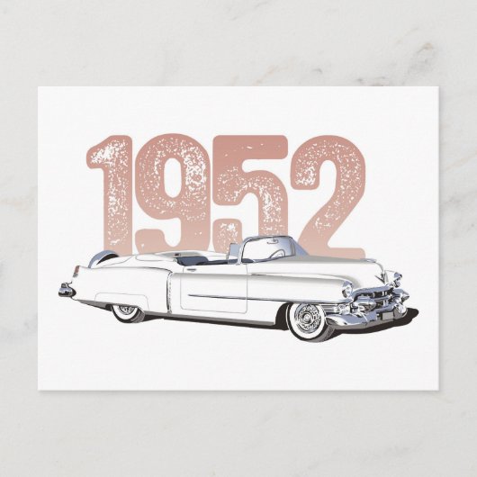 1952 Cadillac Coupe De Ville, weiß konvertierbar Postkarte (Vorderseite)
