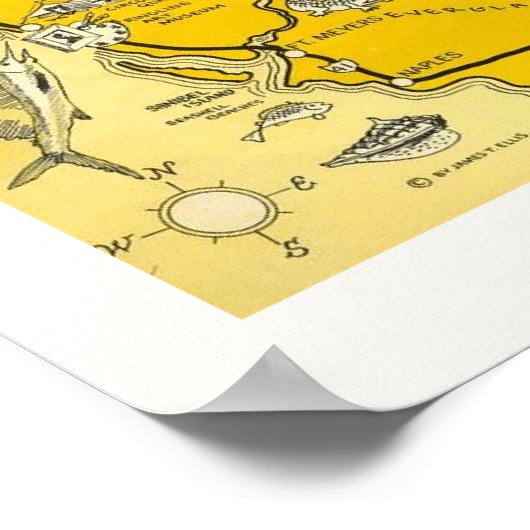 1952 Florida Attraktionen 12x16 Karte Poster (Ecke)