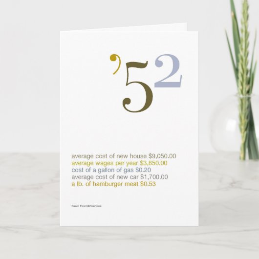 1952 Geburtstagsspass-Fakten Karte (Vorderseite)