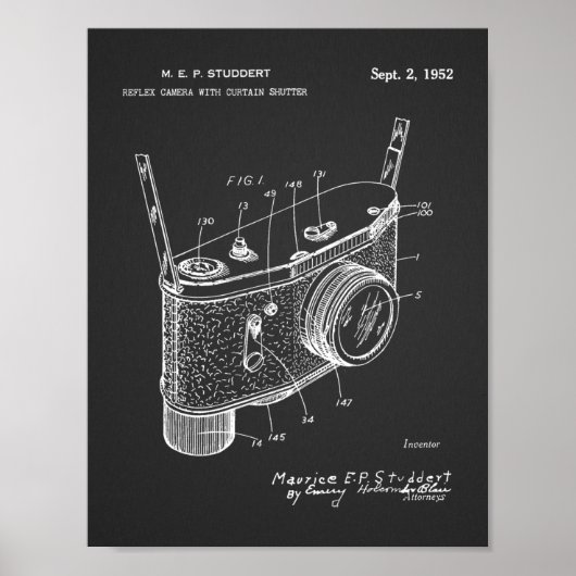 1952 Reflex Camera Patent Art Zeichnend Print Poster (Vorne)