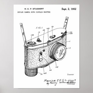 1952 Reflexkamera Patent Kunst Zeichnung Druck Poster