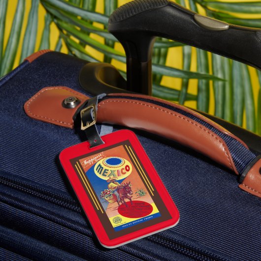 1952 REISENBROCHURE "MEXICO" COOL KITSCH GEPÄCKANHÄNGER (Vorderseite Insitu 1)