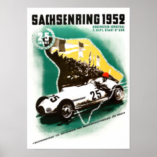 1952 Sachsenring Grand Prix Vintager Rennsport Poster