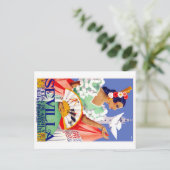 1952 Sevilla Spanien April Fair Poster Postkarte (Stehend Vorderseite)