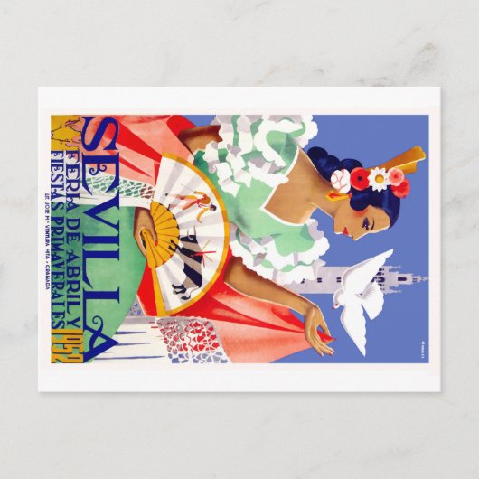 1952 Sevilla Spanien April Fair Poster Postkarte (Vorderseite)