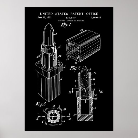 1952 Vintager Lipstick-Patentart Poster (Vorne)