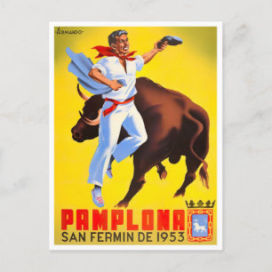 1953 Feria de Pamplona Vintage-Reise Postkarte