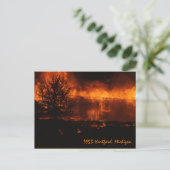 1953 Hartford Michigan House on Fire Postkarte (Stehend Vorderseite)