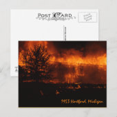 1953 Hartford Michigan House on Fire Postkarte (Vorne/Hinten)