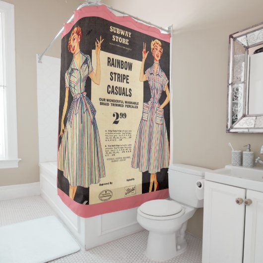 1953 Kleidung im Gimbels Subway Store Duschvorhang (Beispiel)