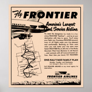 1953 Neudruck von Frontier Airlines Poster