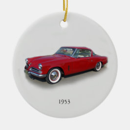 1953 rote Oldtimerverzierung Keramik Ornament