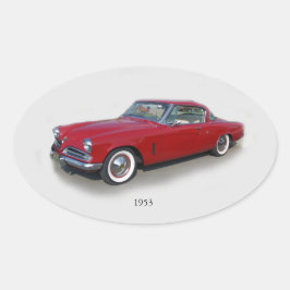 1953 Roter Oldtimeraufkleber Ovaler Aufkleber