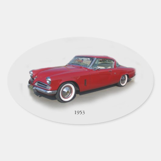 1953 Roter Oldtimeraufkleber Ovaler Aufkleber (Vorderseite)