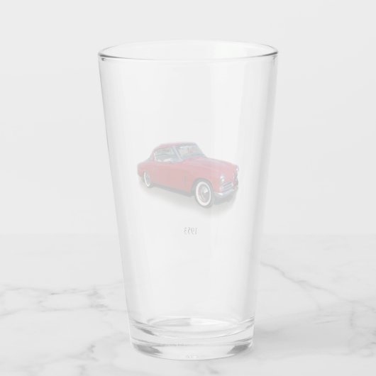 1953 rotes klassisches Autoglas Glas (Rückseite)