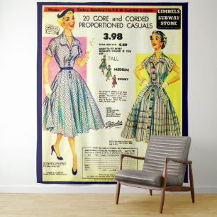 1953 Verkauf und Verkauf von Kleidung im Gimbels S Wandteppich