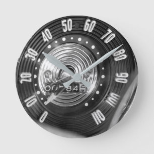 1954 Oldtimer-Geschwindigkeitsmesser in Monochrom Runde Wanduhr