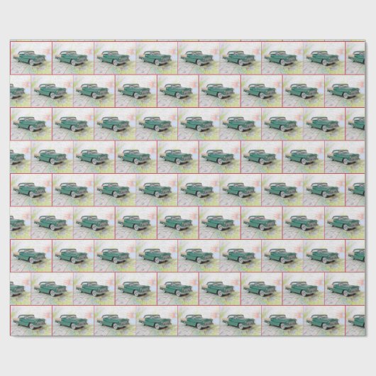 1955 Auto auf dem Fahrplan Geschenkpapier (Flach)